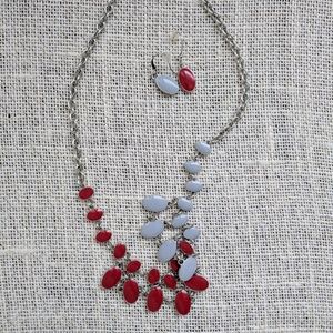 Double sided necklace and earrings set